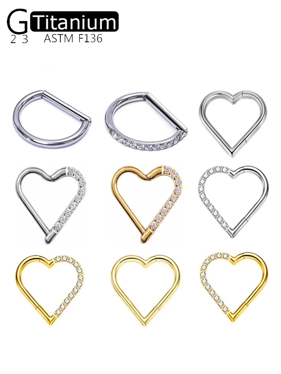 G23 Titanium Earrings With Half Ring Of Zircon For Left And Right Ears Piercing Jewelry Neutral Versatile Banquet Nose Ring