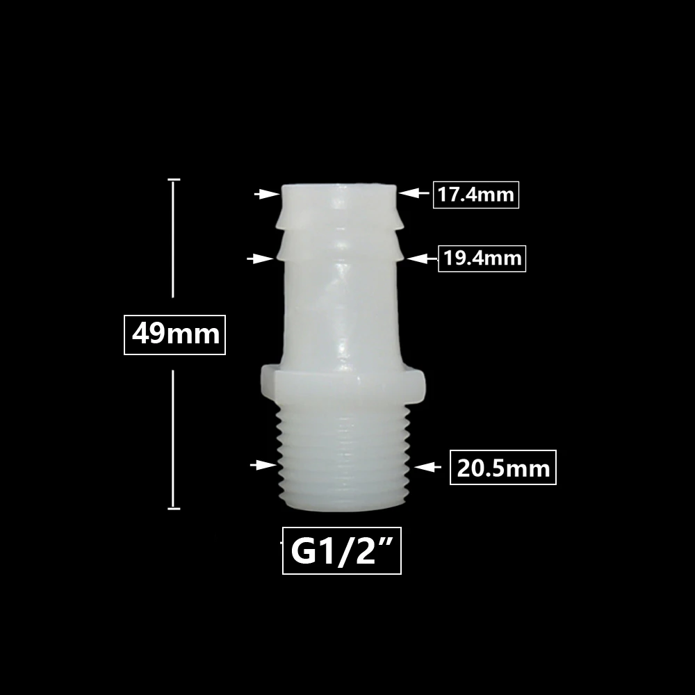 1/2 Inch Thread To Barb 4/6/8/10/12/14/16/18/20mm Plastic Hose Connector Fittings Drip Irrigation System Pipe Coupler