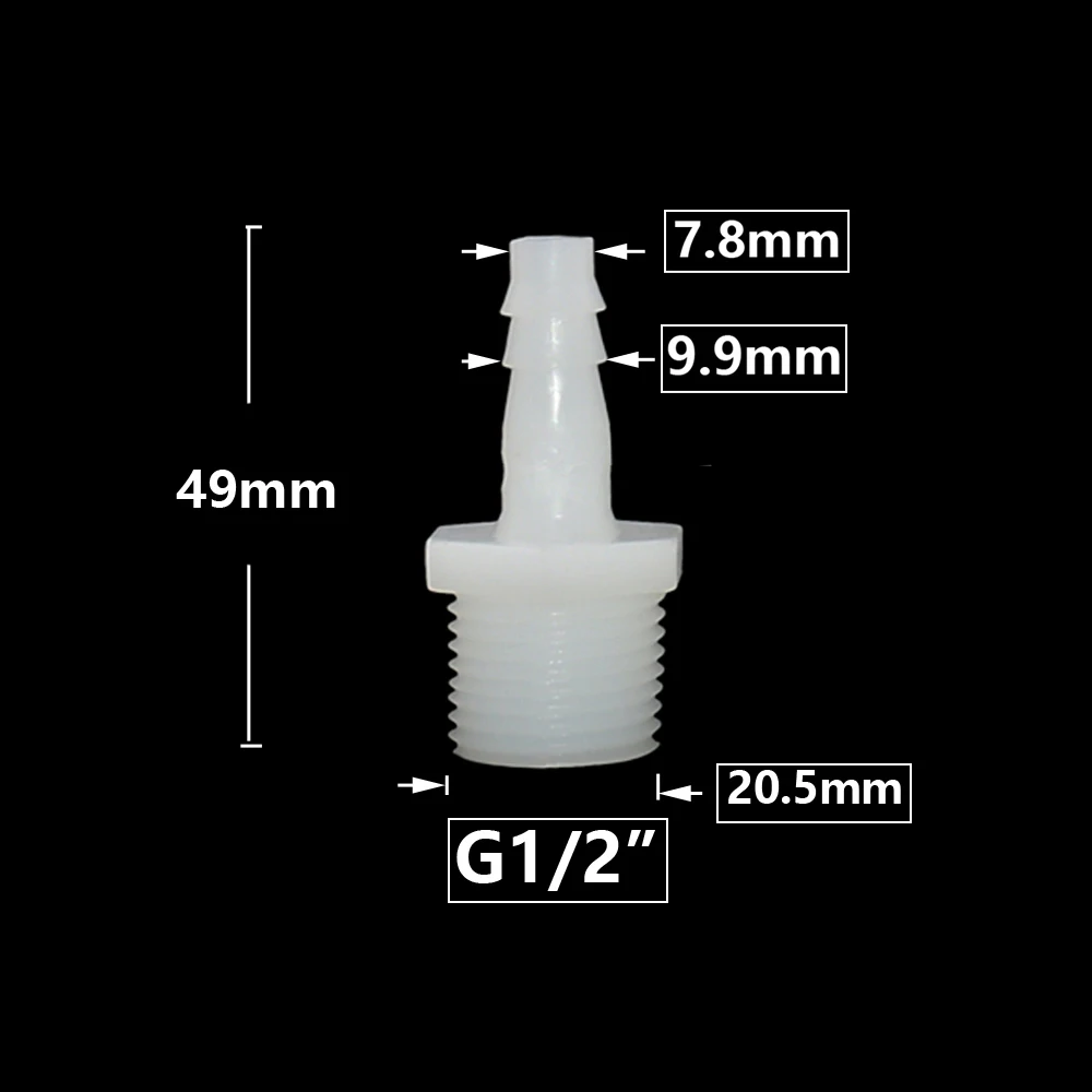 1/2 Inch Thread To Barb 4/6/8/10/12/14/16/18/20mm Plastic Hose Connector Fittings Drip Irrigation System Pipe Coupler