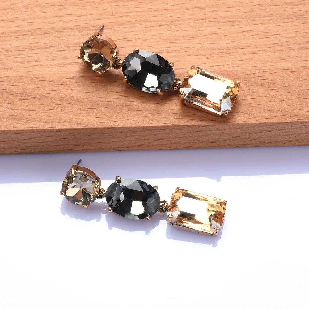 African Style Champagne Purple Crystal Big Earrings Women Women Indian Ethnic Vintage Statement Large Dangle Earrings Jewelry