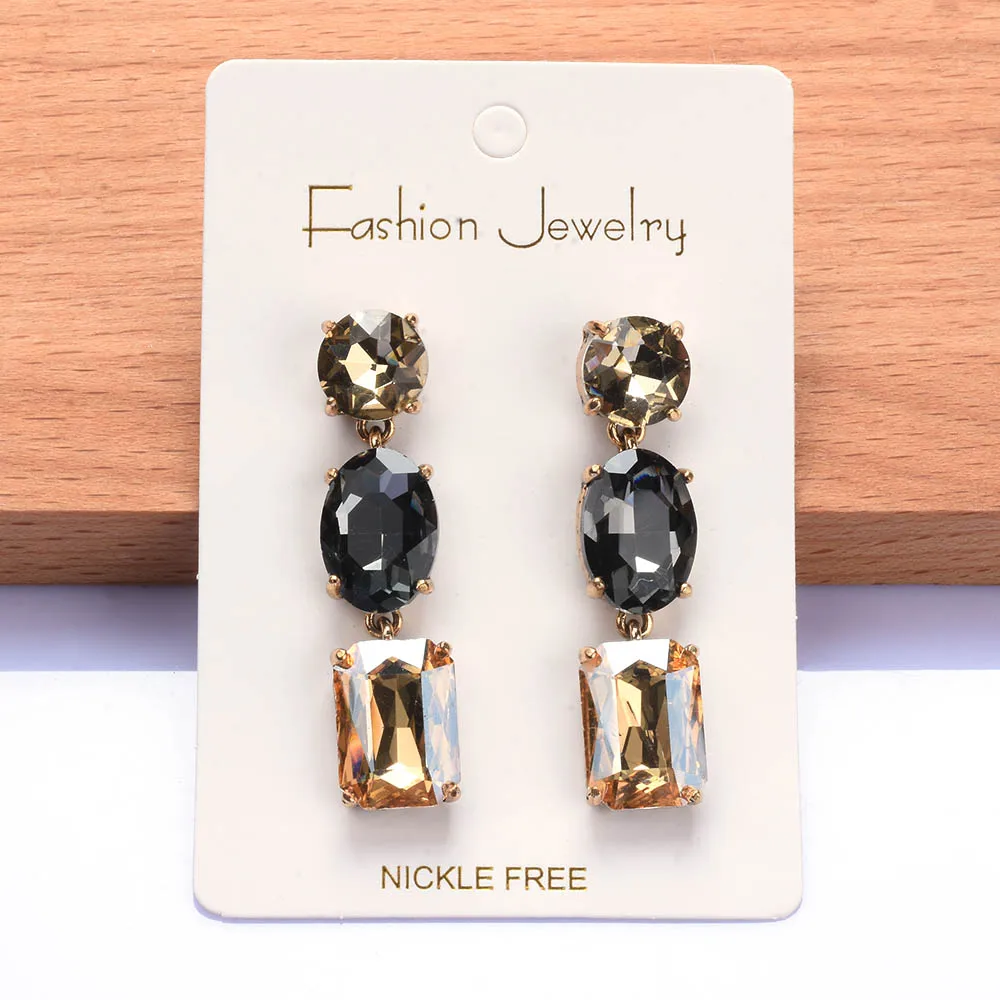 African Style Champagne Purple Crystal Big Earrings Women Women Indian Ethnic Vintage Statement Large Dangle Earrings Jewelry