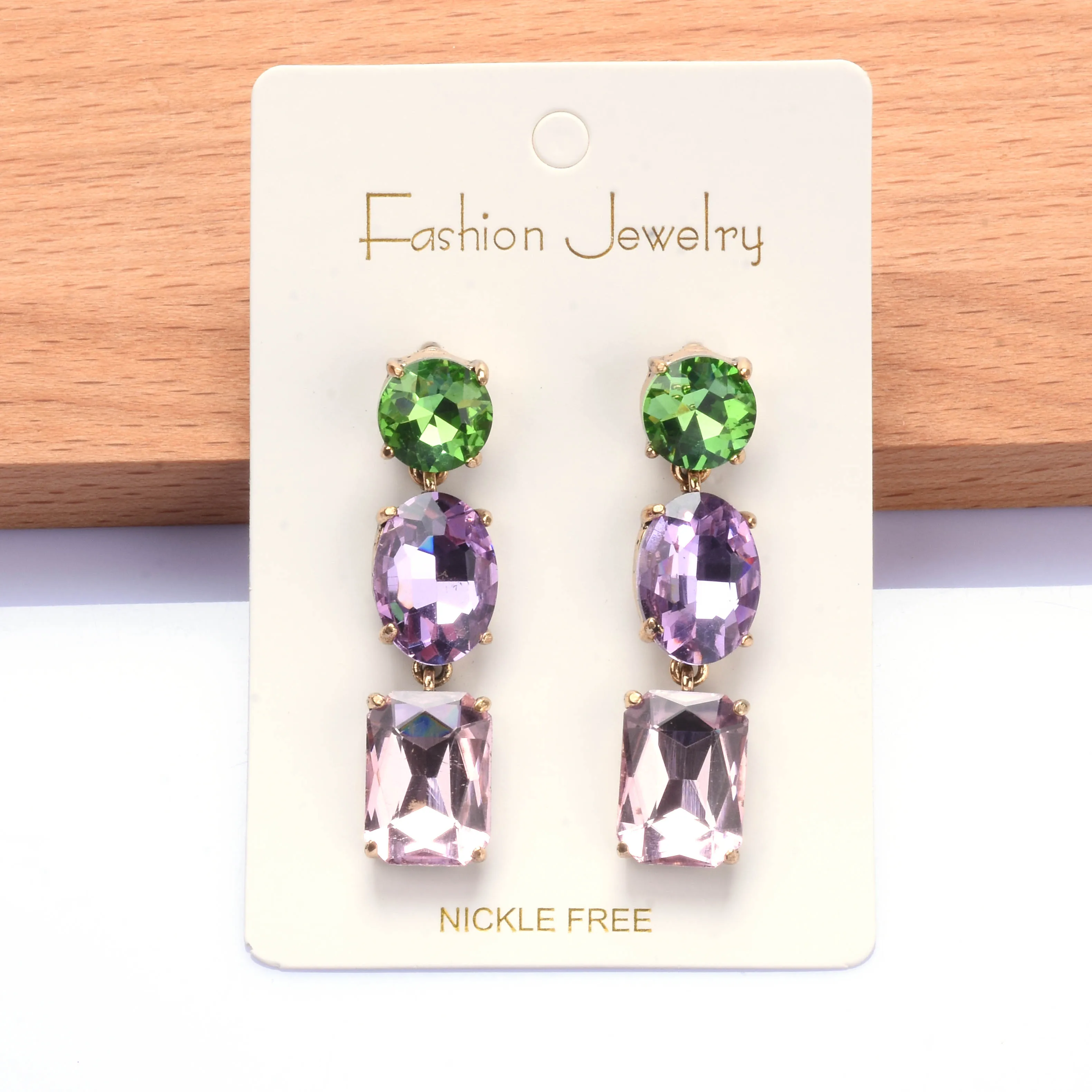 African Style Champagne Purple Crystal Big Earrings Women Women Indian Ethnic Vintage Statement Large Dangle Earrings Jewelry
