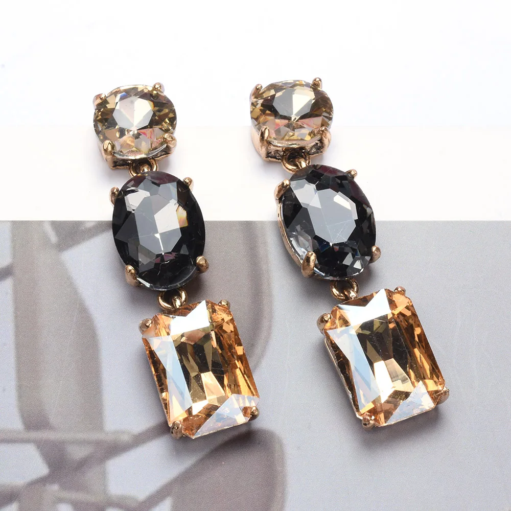 African Style Champagne Purple Crystal Big Earrings Women Women Indian Ethnic Vintage Statement Large Dangle Earrings Jewelry