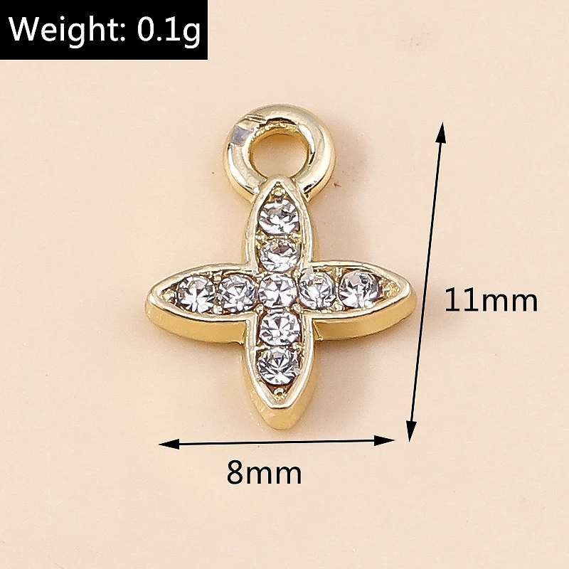 10pcs 8*11mm Exquisite Gold Color Pearl Crystal Polaris Stars Charms for Earrings Necklace Pendant Diy Jewelry Accessories