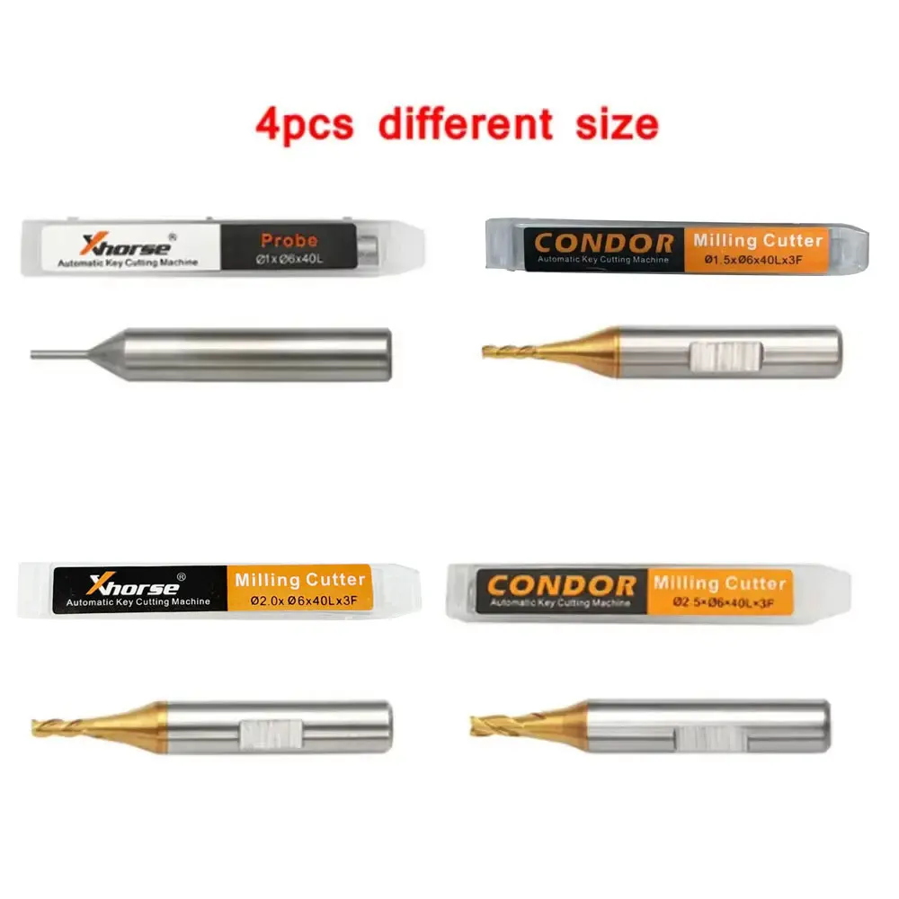 3pcs Milling Cutter Probe 1.0mm 1.5mm 2.0mm 2.5mm for Xhorse CONDOR XC MINI Plus Dolphin XP-005 XP-007 Key Cutting Machine
