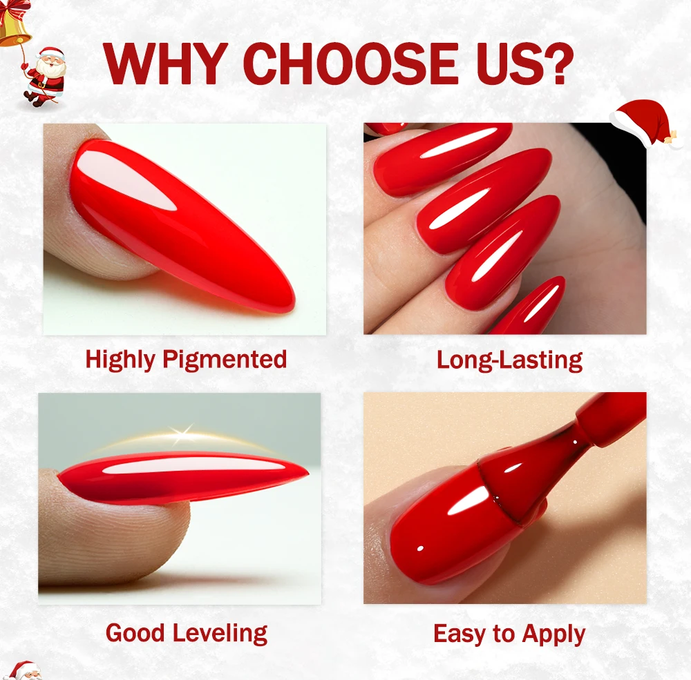 YOKEFELLOW 10ML Gel Nail Polish Sparkle Red Gel Polish Soak Off UV LED Gel Varnish 122 Colors Nail Art Manicure Gifts for Women