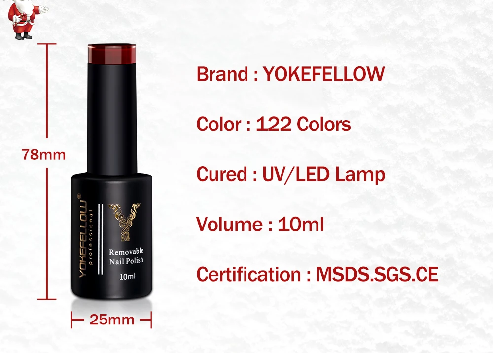 YOKEFELLOW 10ML Gel Nail Polish Sparkle Red Gel Polish Soak Off UV LED Gel Varnish 122 Colors Nail Art Manicure Gifts for Women
