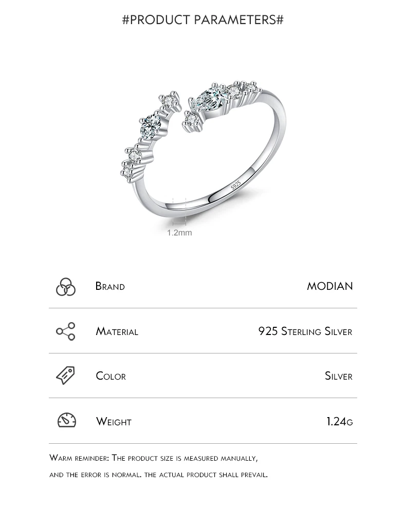 Modian New 925 Sterling Silver Minimalist Clear Zirconia Stackable Ring For Women Anniversary Wedding Band Simple Fine Jewelry