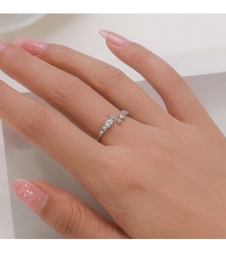 Modian New 925 Sterling Silver Minimalist Clear Zirconia Stackable Ring For Women Anniversary Wedding Band Simple Fine Jewelry