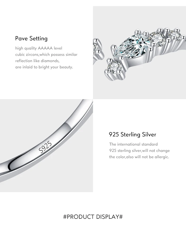 Modian New 925 Sterling Silver Minimalist Clear Zirconia Stackable Ring For Women Anniversary Wedding Band Simple Fine Jewelry
