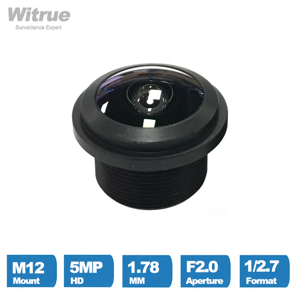 Fisheye Lens 1.4mm 1.78mm HD 5MP 210 / 200 Degree MTV M12 X 0.5 Mount 650nm Filter For CCTV Car Camera Security Cameras
