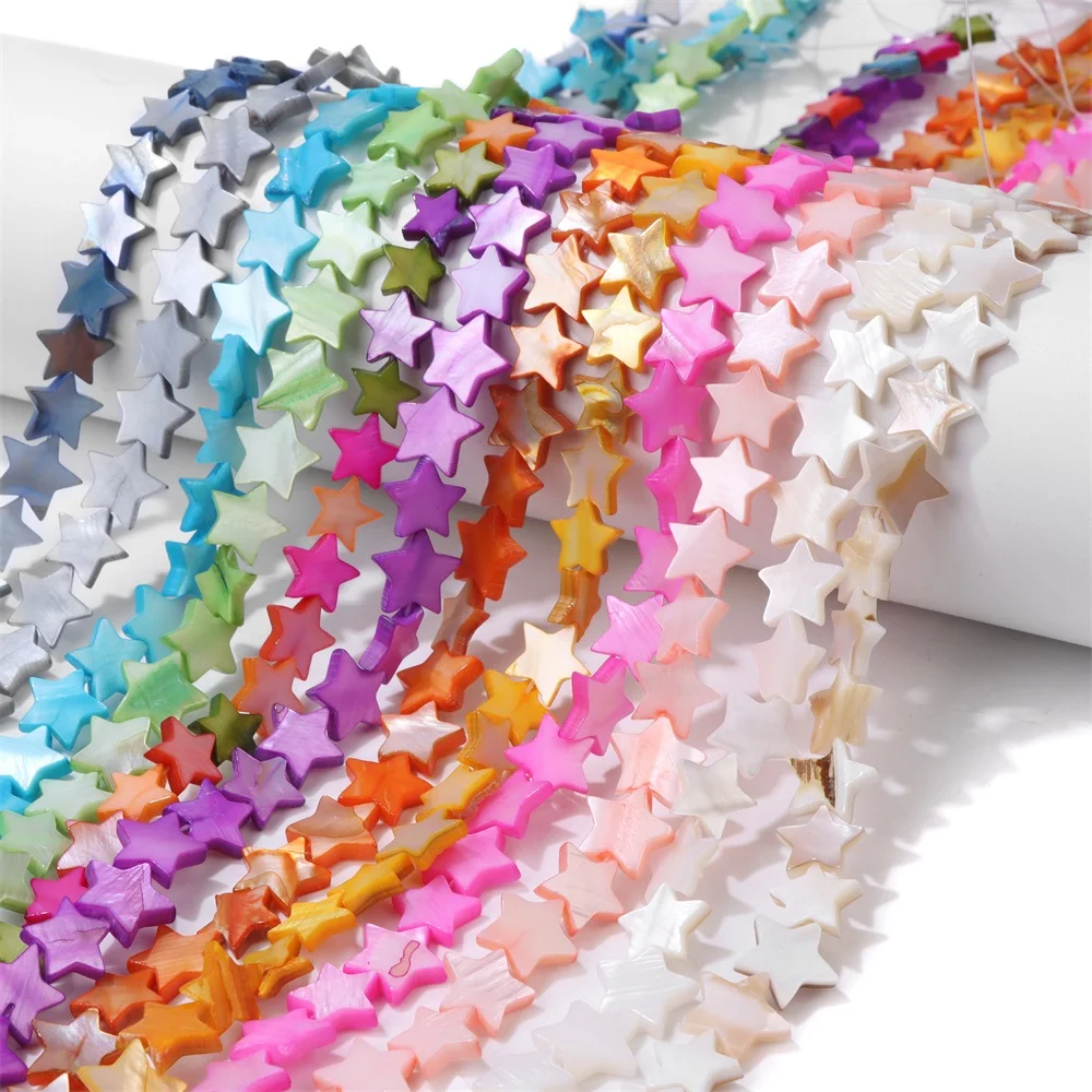 6 8 10 12mm Star Shape Dyed Shell Beads Natural Colorful Mother Of Pearl Bead Smooth Spacer Dyed Beads for DIY Neckalce Bracelet