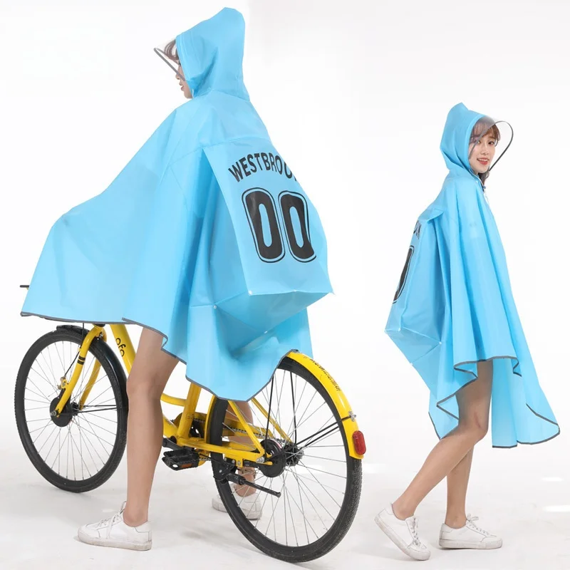 EVA Raincoat For Bicycle Cycling Poncho Bagpack Design Adult Rainwear Transparent Reflective Strip Wind-resistant Raincoat