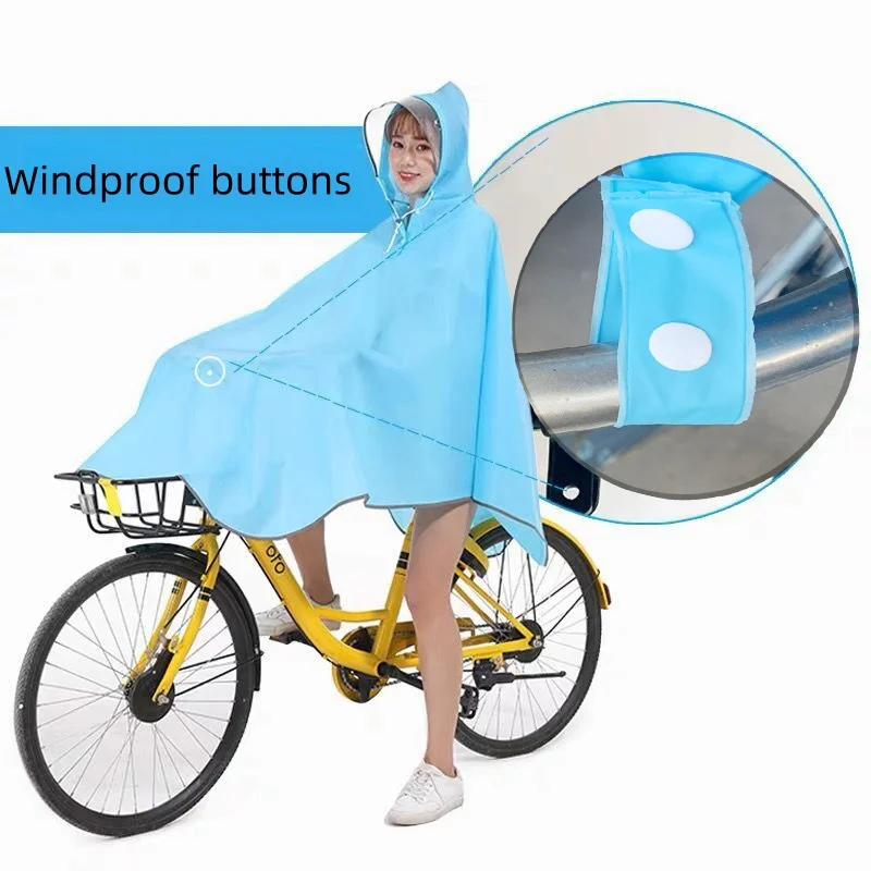 EVA Raincoat For Bicycle Cycling Poncho Bagpack Design Adult Rainwear Transparent Reflective Strip Wind-resistant Raincoat