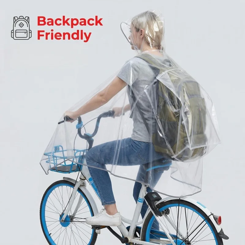 EVA Raincoat For Bicycle Cycling Poncho Bagpack Design Adult Rainwear Transparent Reflective Strip Wind-resistant Raincoat