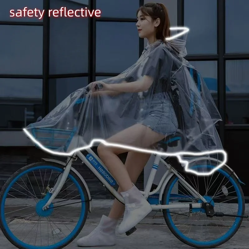 EVA Raincoat For Bicycle Cycling Poncho Bagpack Design Adult Rainwear Transparent Reflective Strip Wind-resistant Raincoat