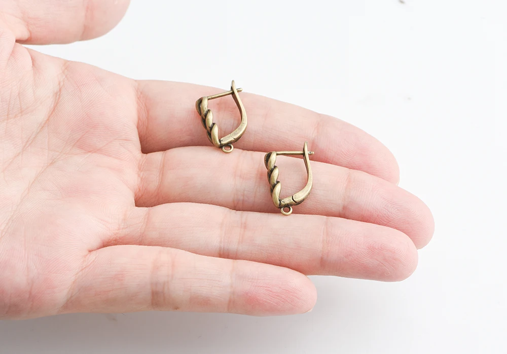 DIY Hollow Earrings Clasps Hooks for Woman Handmade Jewelry Findings Making Accessories Antique Bronze/Gold Color