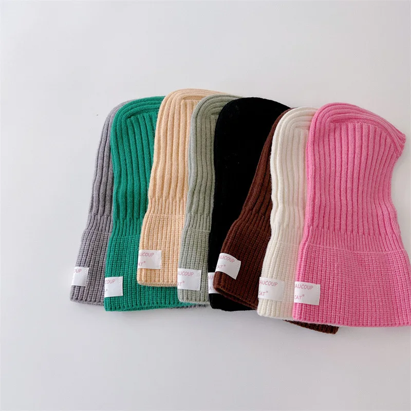 MILANCEL Baby Knitted Hooded Scarf Warm Solid Color One Piece Scarf and Caps for Infant Kids Accessories