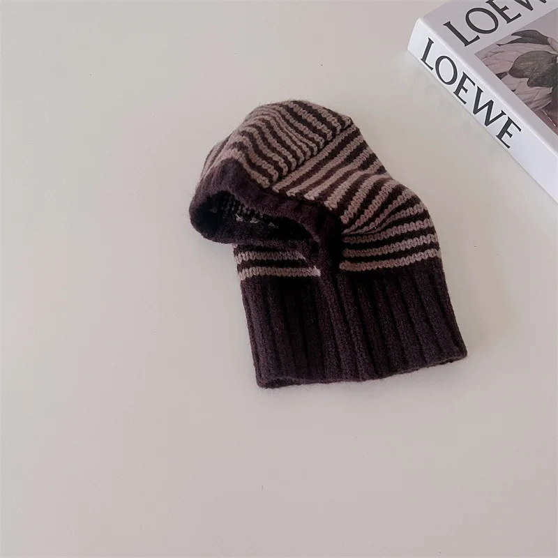 MILANCEL Baby Knitted Hooded Scarf Warm Solid Color One Piece Scarf and Caps for Infant Kids Accessories
