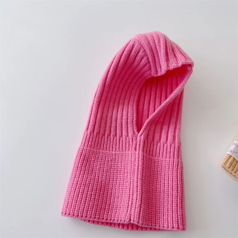 MILANCEL Baby Knitted Hooded Scarf Warm Solid Color One Piece Scarf and Caps for Infant Kids Accessories