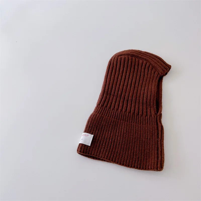 MILANCEL Baby Knitted Hooded Scarf Warm Solid Color One Piece Scarf and Caps for Infant Kids Accessories
