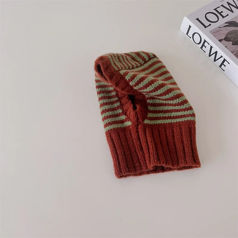 MILANCEL Baby Knitted Hooded Scarf Warm Solid Color One Piece Scarf and Caps for Infant Kids Accessories
