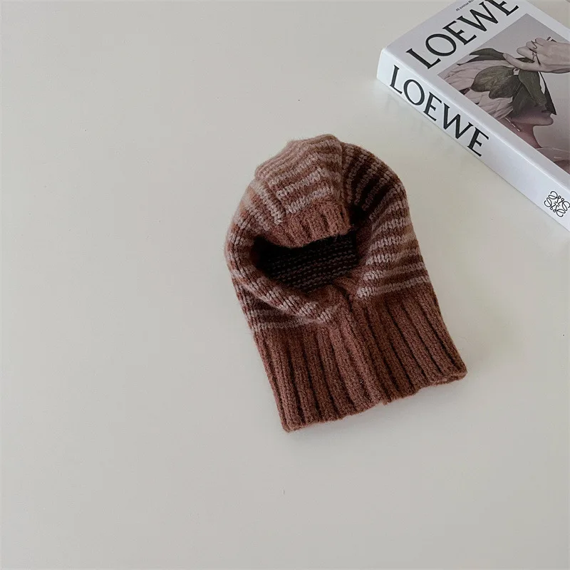 MILANCEL Baby Knitted Hooded Scarf Warm Solid Color One Piece Scarf and Caps for Infant Kids Accessories