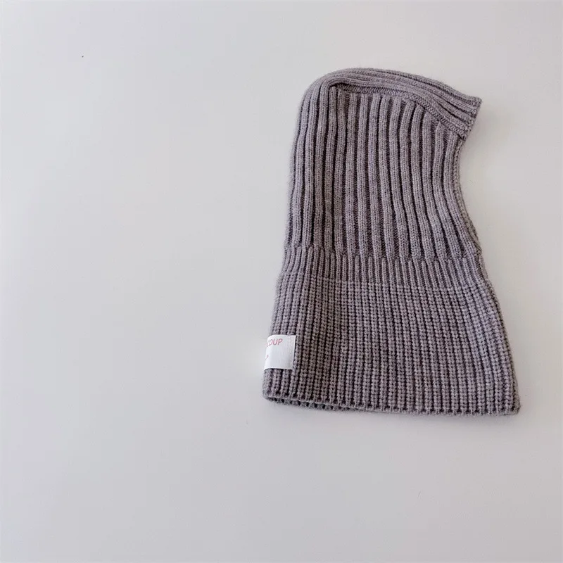 MILANCEL Baby Knitted Hooded Scarf Warm Solid Color One Piece Scarf and Caps for Infant Kids Accessories