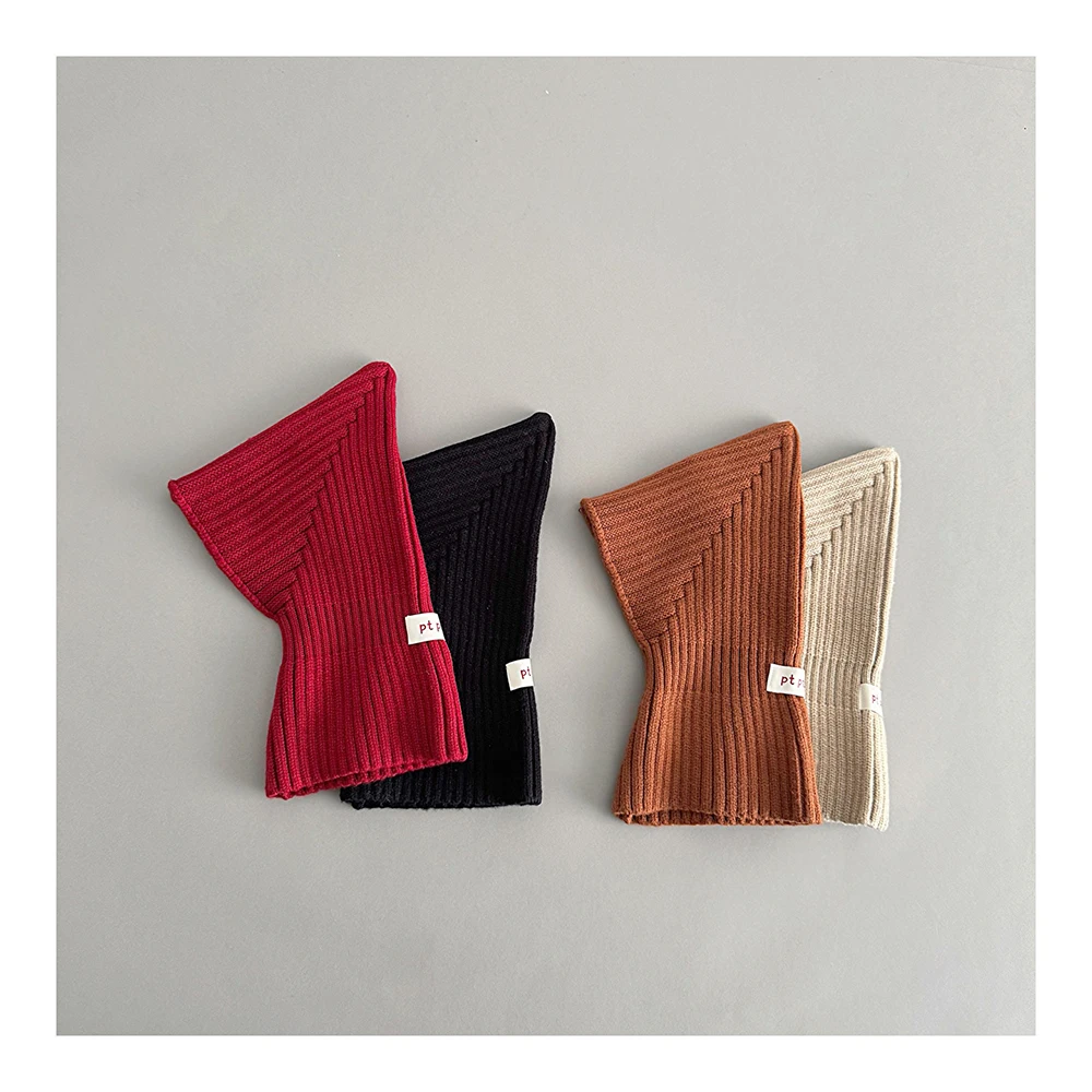 MILANCEL Baby Knitted Hooded Scarf Warm Solid Color One Piece Scarf and Caps for Infant Kids Accessories