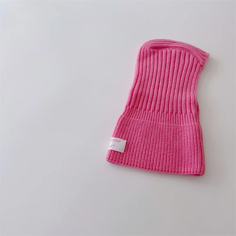 MILANCEL Baby Knitted Hooded Scarf Warm Solid Color One Piece Scarf and Caps for Infant Kids Accessories
