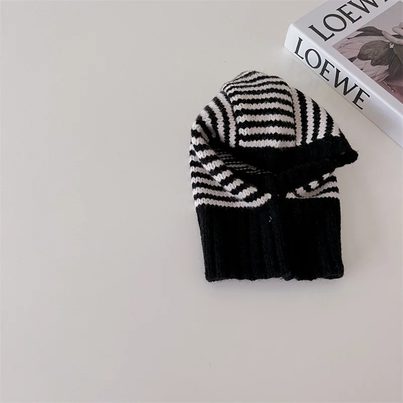 MILANCEL Baby Knitted Hooded Scarf Warm Solid Color One Piece Scarf and Caps for Infant Kids Accessories