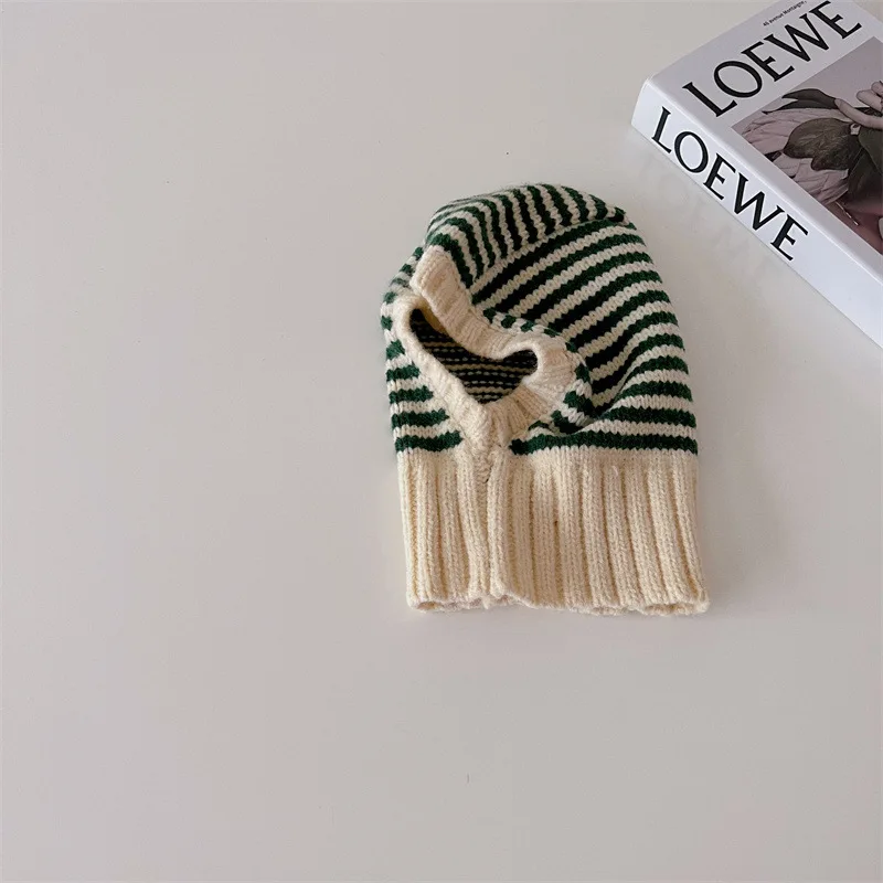 MILANCEL Baby Knitted Hooded Scarf Warm Solid Color One Piece Scarf and Caps for Infant Kids Accessories