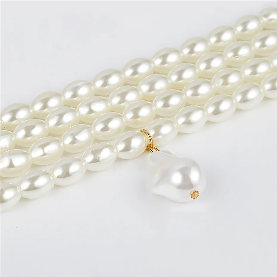 Elegant Irregular Imitation Pearl Choker Necklace Women Bride Multilayer Clavicle Chain Aesthetic Neck Jewelry Wed Accessories
