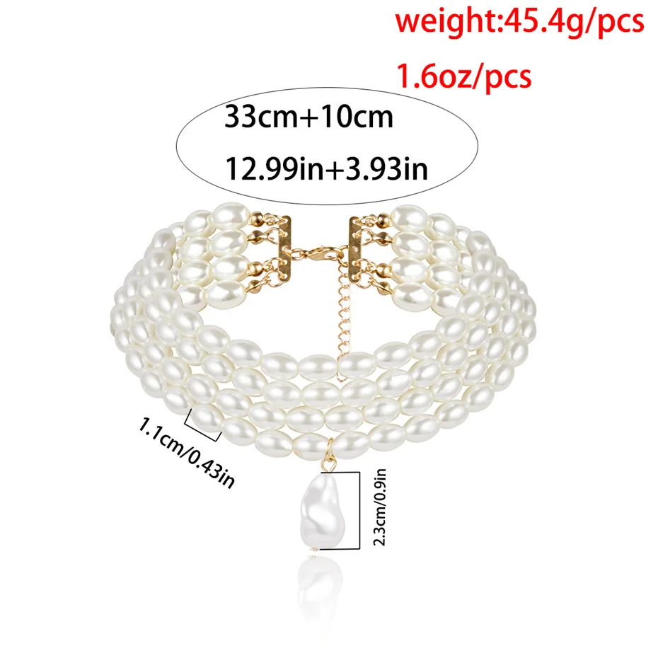 Elegant Irregular Imitation Pearl Choker Necklace Women Bride Multilayer Clavicle Chain Aesthetic Neck Jewelry Wed Accessories