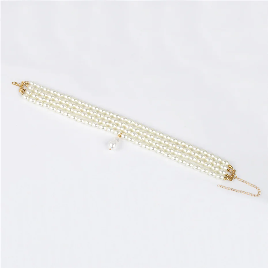 Elegant Irregular Imitation Pearl Choker Necklace Women Bride Multilayer Clavicle Chain Aesthetic Neck Jewelry Wed Accessories