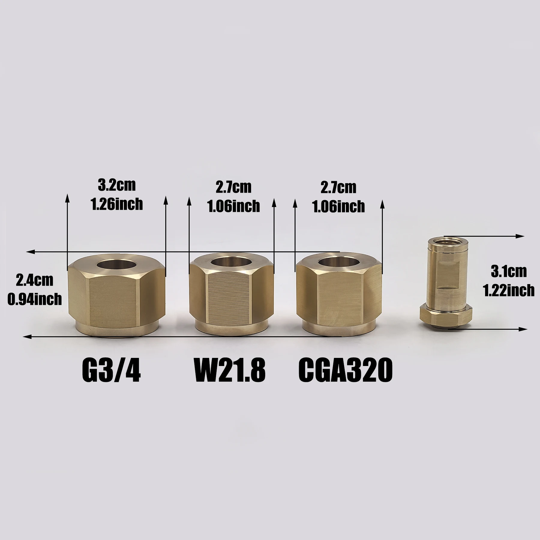 W21.8, G3/4, CGA320 Copper Connector Nut Washer Kit For CO2 High Pressure Air Tank Cylinder External Hose Adapter M10 Thread