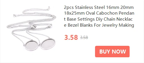 2pcs Stainless Steel 12mm 20mm Cabochon Pendant Base Setting Trays Diy Adjustable Chain Necklace Bezel Blanks For Jewelry Making