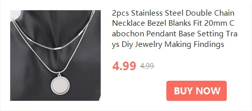 2pcs Stainless Steel 12mm 20mm Cabochon Pendant Base Setting Trays Diy Adjustable Chain Necklace Bezel Blanks For Jewelry Making