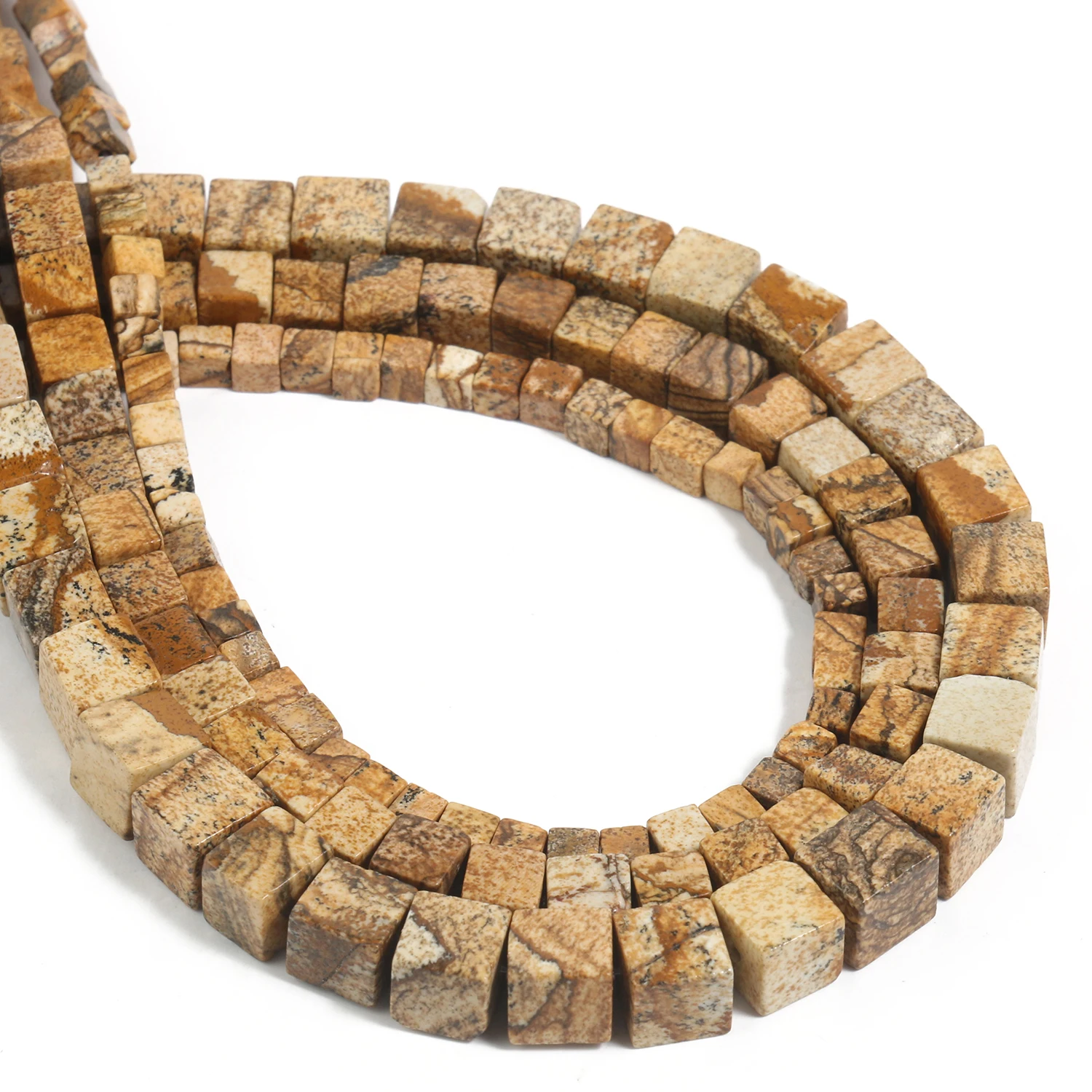 Natural Stone Picture Jasper Beads Round Heart Handmade DIY Loose Spacer Bead For Jewelry Making DIY Charms Bracelet Accessories