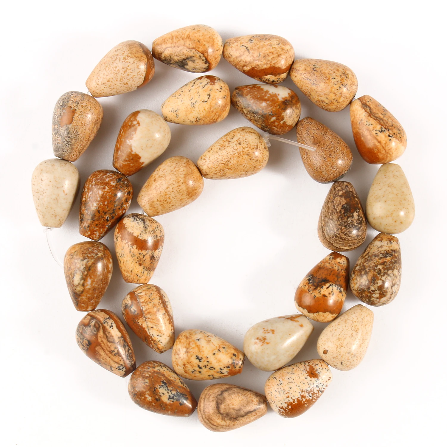 Natural Stone Picture Jasper Beads Round Heart Handmade DIY Loose Spacer Bead For Jewelry Making DIY Charms Bracelet Accessories