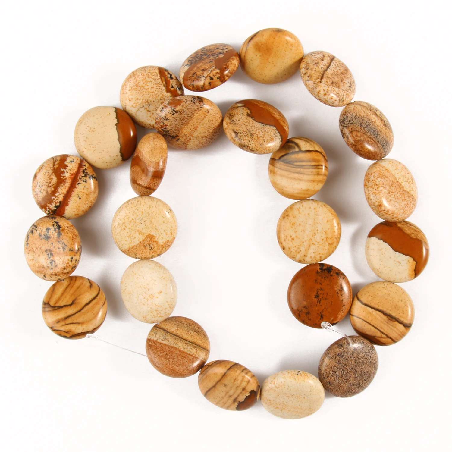 Natural Stone Picture Jasper Beads Round Heart Handmade DIY Loose Spacer Bead For Jewelry Making DIY Charms Bracelet Accessories