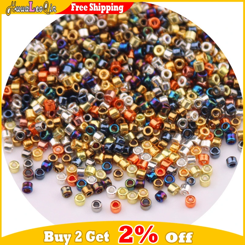 365pcs 2mm Japanese Metallic Bronze Cylindrical Glass Beads 10/0 Loose Spacer Seed Beads for Needlework Jewelry Making Sewing