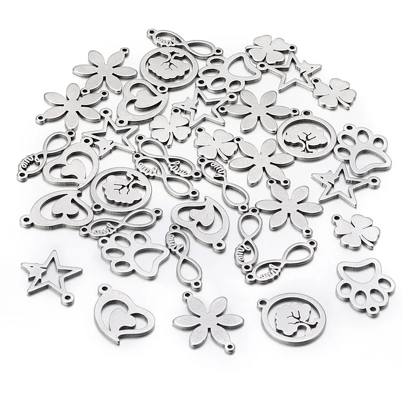 10pcs Stainless Steel Styles Charms Ornamen Charm Pendants for Necklace Bracelet Earring Diy Jewelry Handmade Craft Accessories
