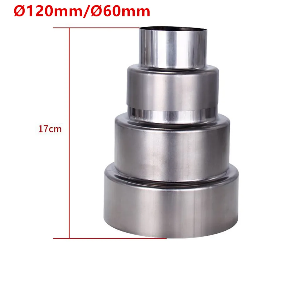 1pc Stove Pipe Extension Reduction Stainless Steel Flue Pipe Reducer Tubing Connector Chimney Adaptor 60/70/80/90/100/110/120mm