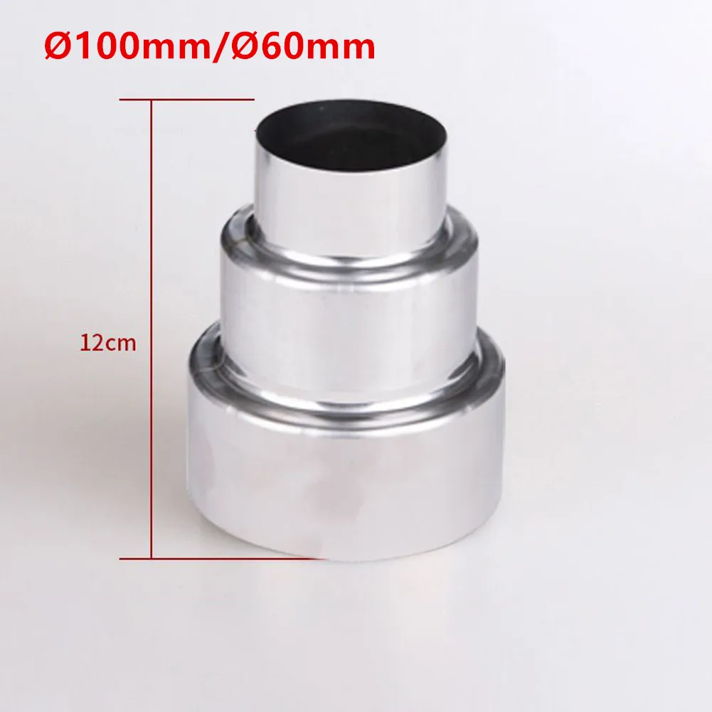1pc Stove Pipe Extension Reduction Stainless Steel Flue Pipe Reducer Tubing Connector Chimney Adaptor 60/70/80/90/100/110/120mm