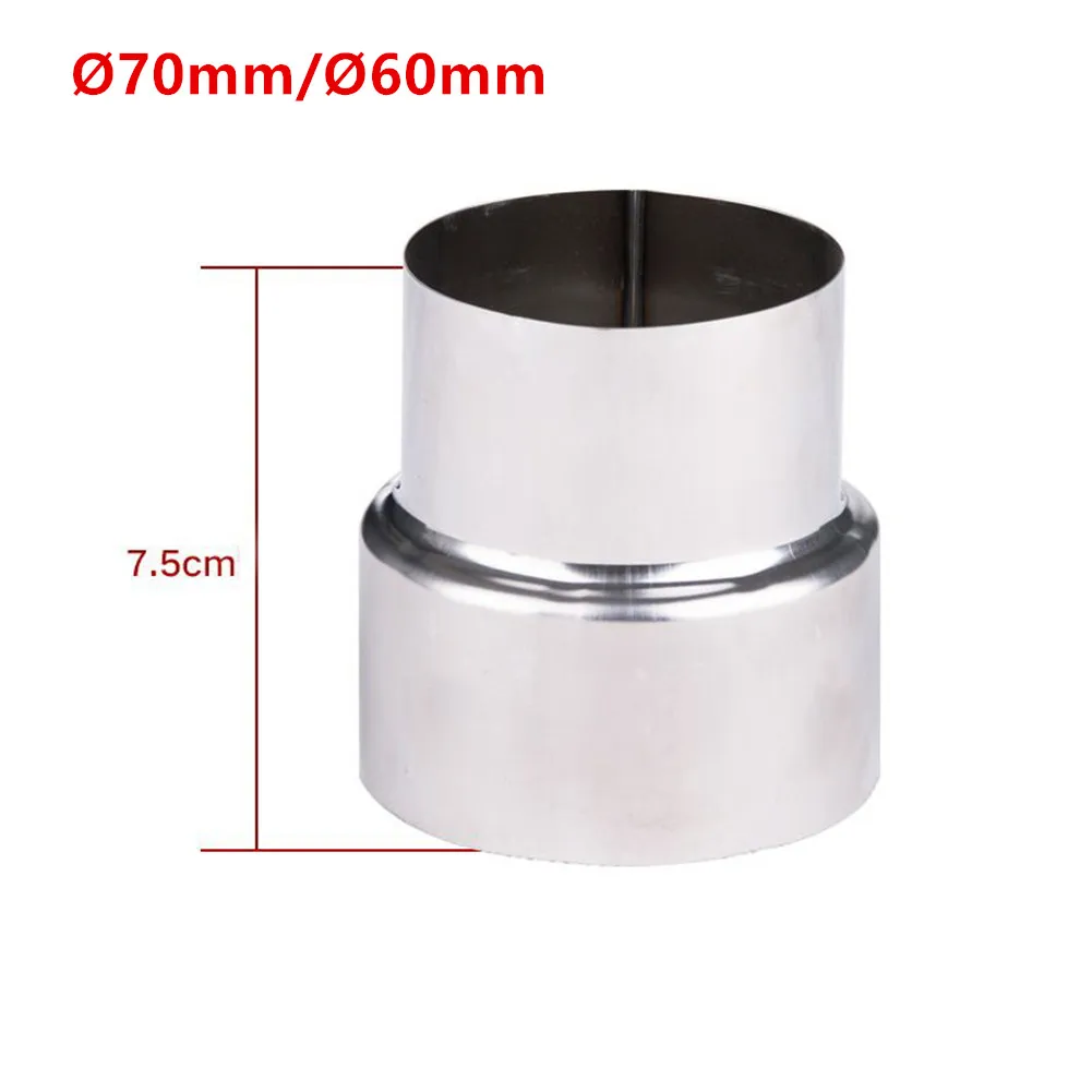 1pc Stove Pipe Extension Reduction Stainless Steel Flue Pipe Reducer Tubing Connector Chimney Adaptor 60/70/80/90/100/110/120mm
