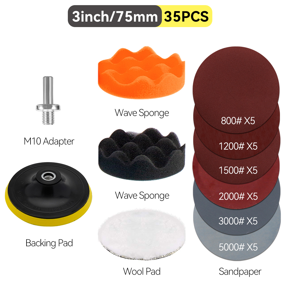 Headlight Restoration Kit Car Detailing Washing Cleaning Renovation Tools Sandpaper Waxing Sponge Polishing Pad Sanding Disc