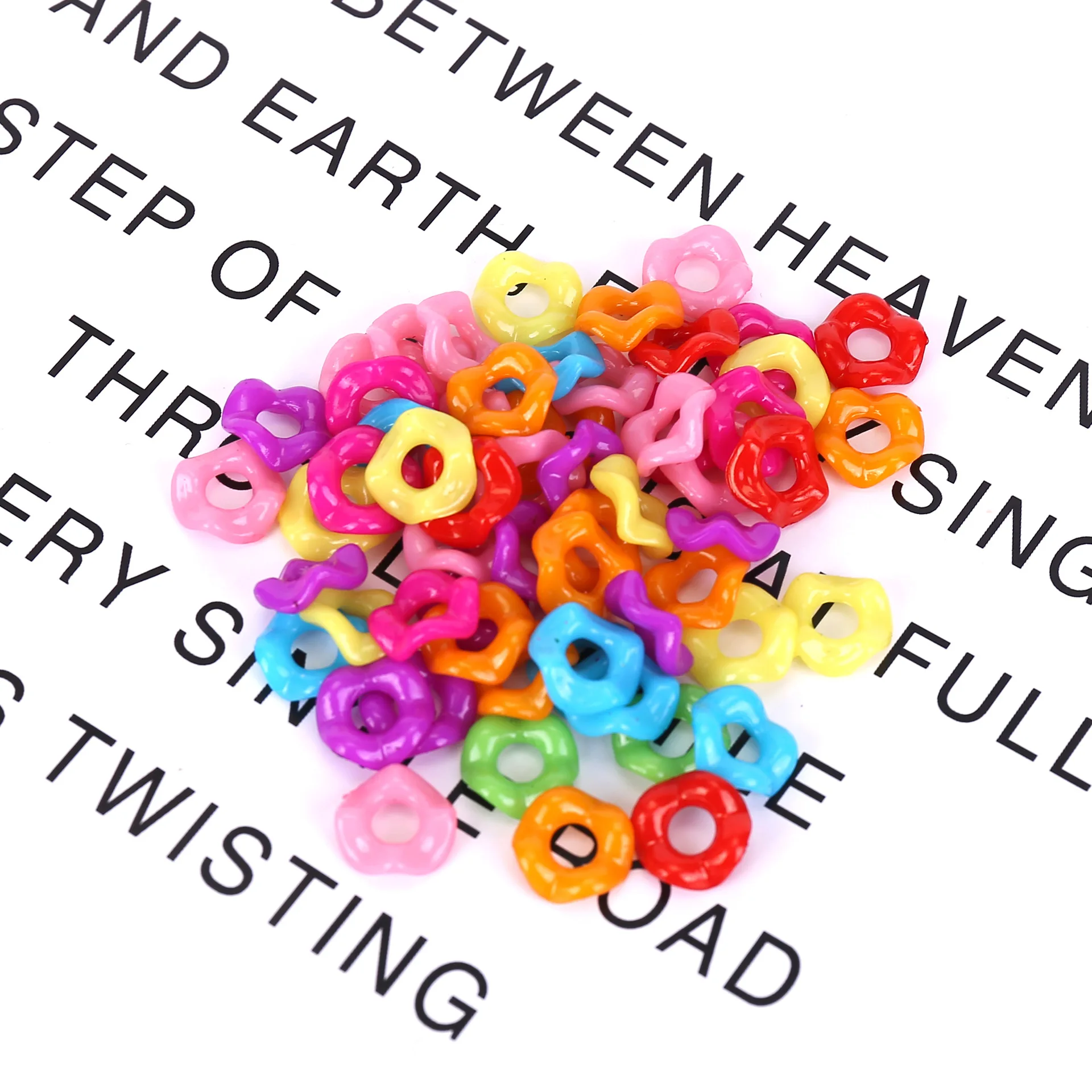 12mm 15mm Acrylic Random Mixed Candy Color Twist Ring Doughnut Shaped Handmade Beads For Jewelry Making DIY Bracelets Necklace
