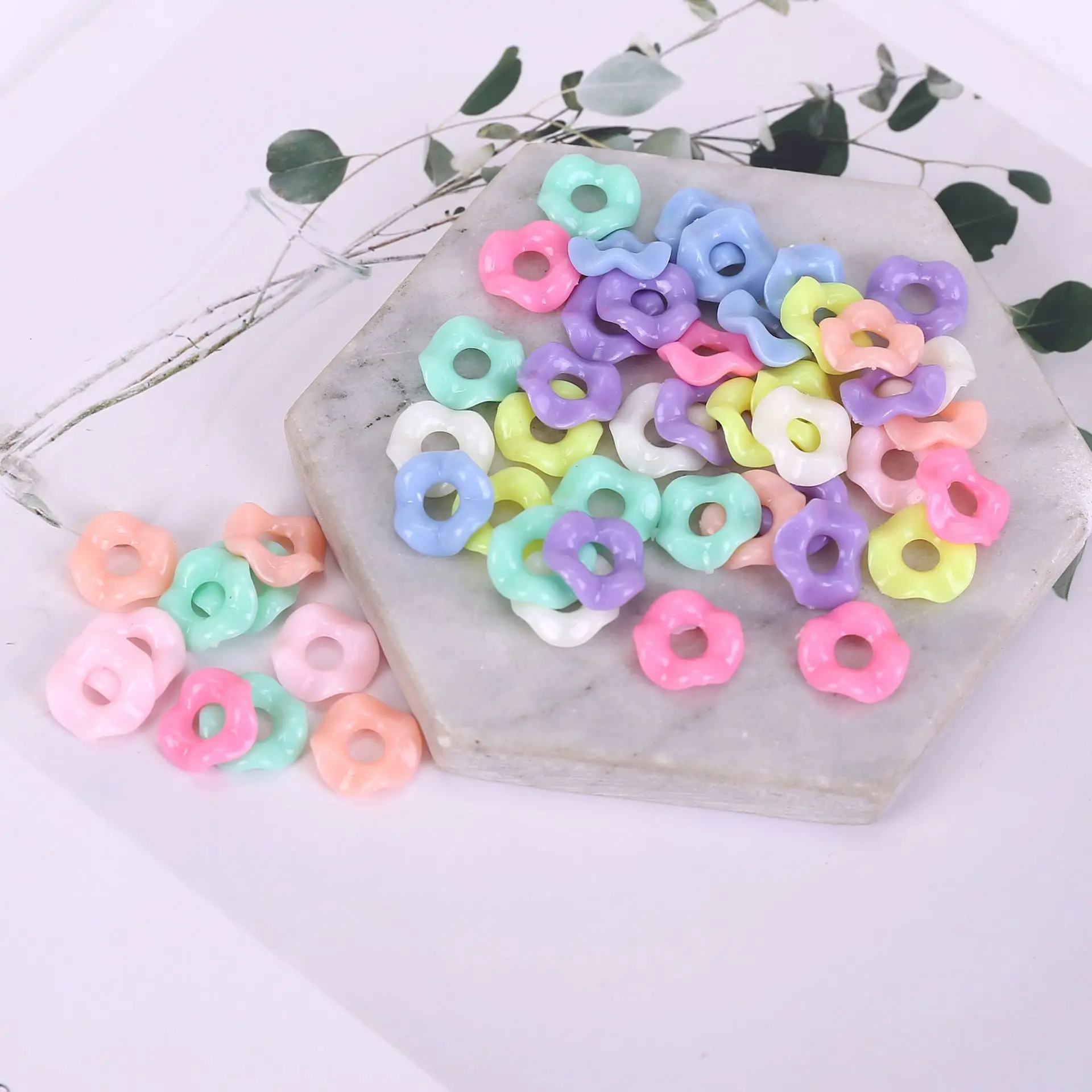 12mm 15mm Acrylic Random Mixed Candy Color Twist Ring Doughnut Shaped Handmade Beads For Jewelry Making DIY Bracelets Necklace