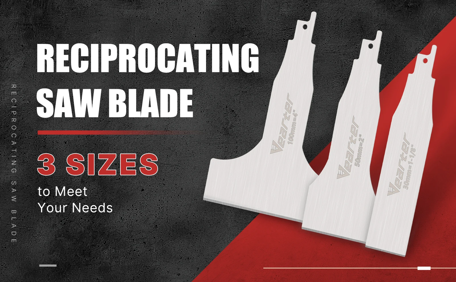 Vearter 30/50/100mm Stainless Steel Reciprocating Saw Blades 140mm Sabre Shovel For Cleaning Removal Tile Grout Glue Gap Tools